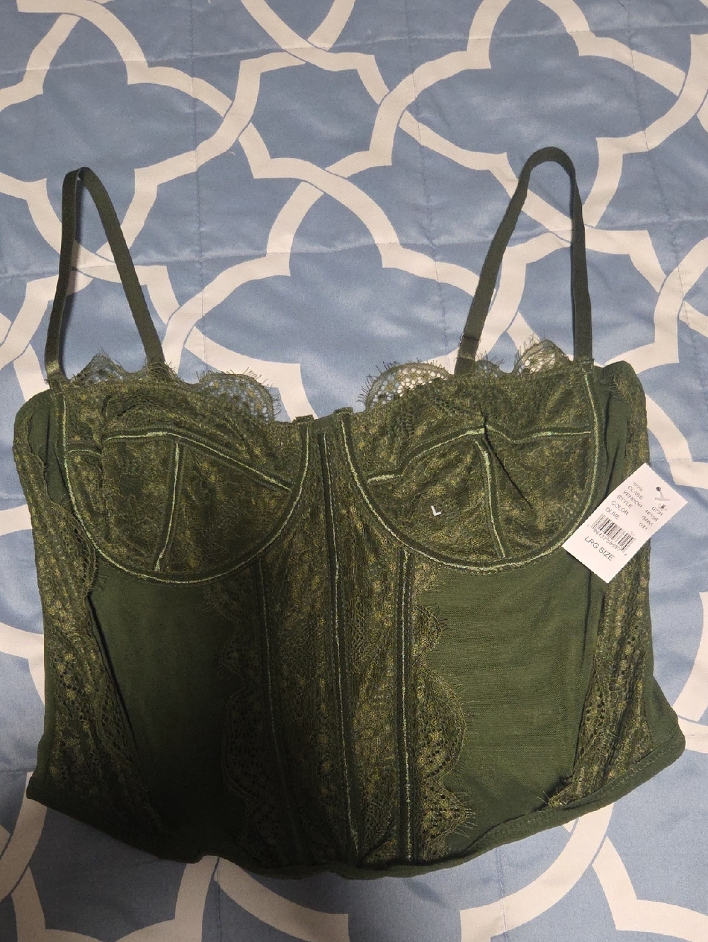 PacSun Olive Green Lace Bustier Top